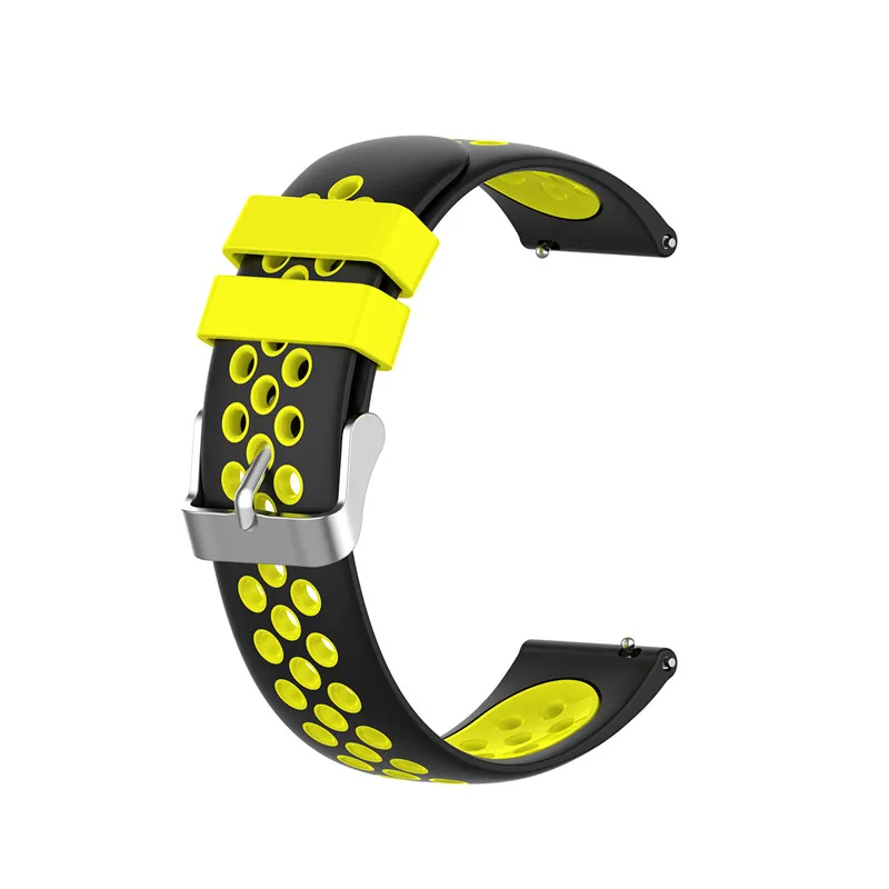 black yellow 20 мм силиконовые ремешки для xiaomi huami Mijia кварцевый ремешок amazfit bip lite/galaxy Watch 42 мм Активный браслет металлическая пряжка - Цвет: black yellow