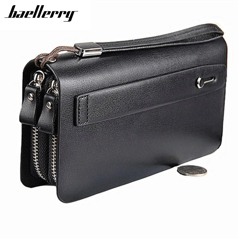 Бумажник для мужчин Baellerry кожаный бумажник на двойной молнии новый роскошный