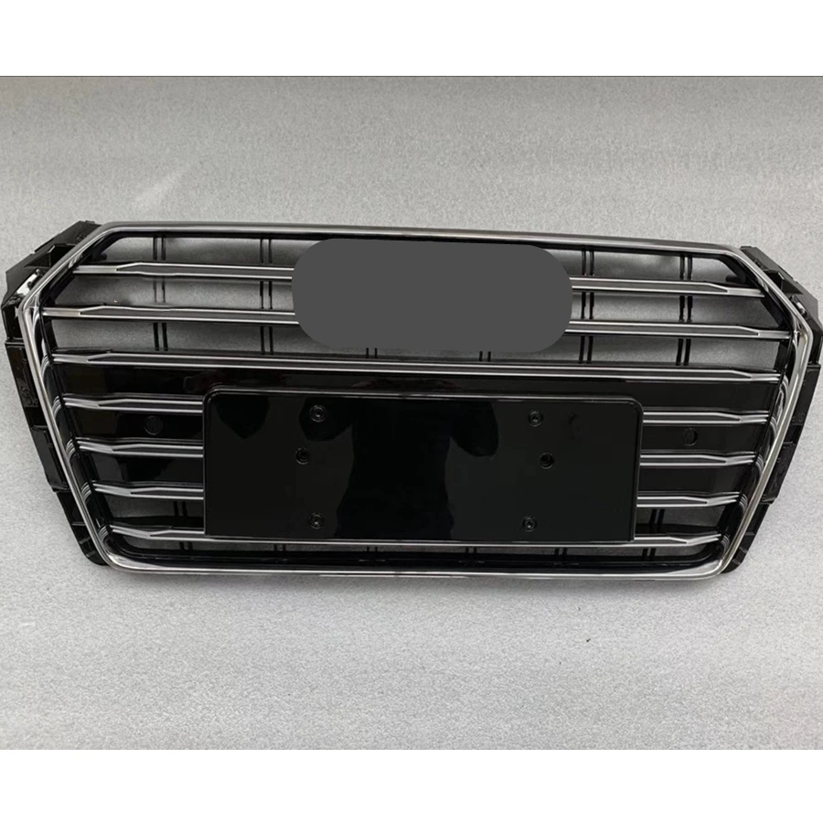 

For S4 Style Front Sport Hex Mesh Honeycomb Hood Grill Chrome Black for Audi A4/S4 B9 2017-2019