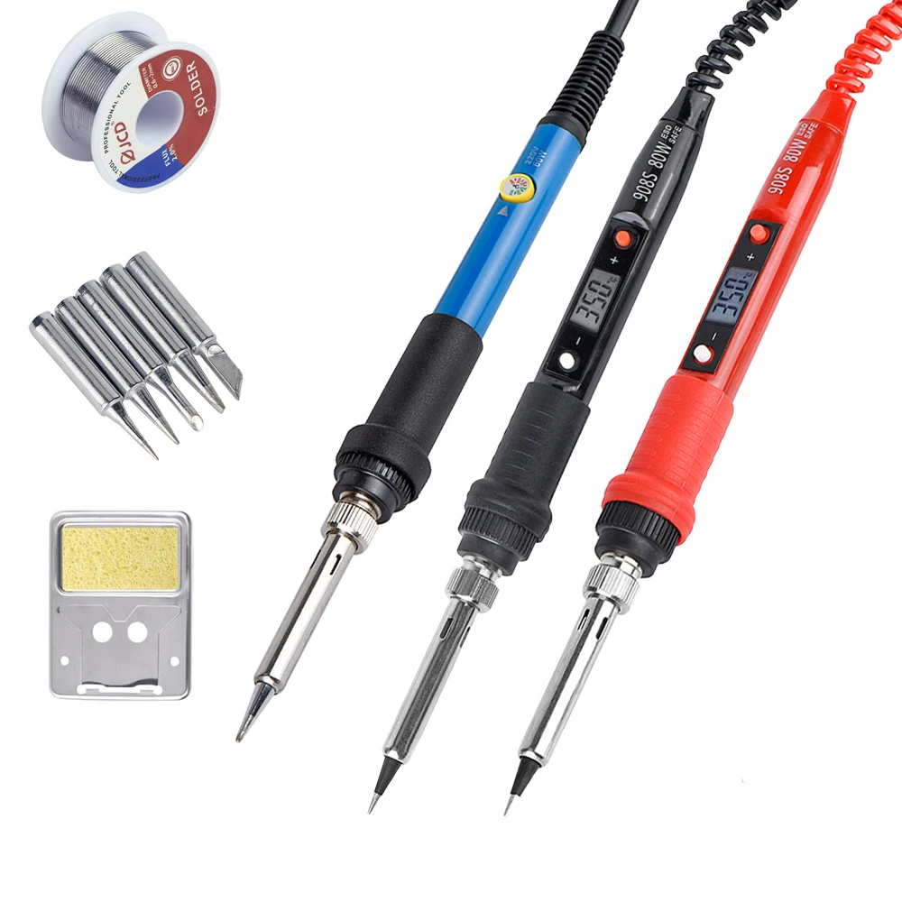 

JCD Tin Soldering Iron Electric 80W Adjustable Temperature Welding Tool Soldering Iron Stand Electric tools for Soldering Set