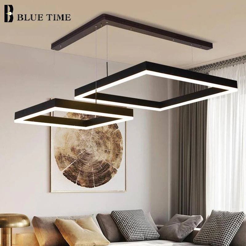 Современная светодиодная люстра для домашнего украшения потолочного света для гостиной, столовой, кухни, спальни, квадратные крепления.