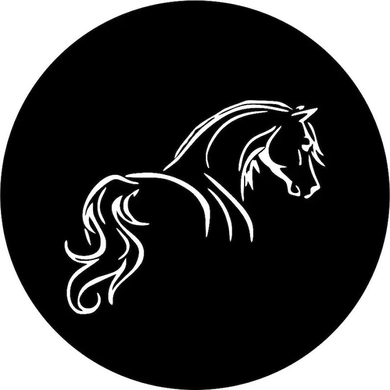 Horse Silhouette (ANY Color) Spare Tire Cover for any Vehicle, Make, Model, Size, Graphic Color - Jeep, RV, Travel Trailer,