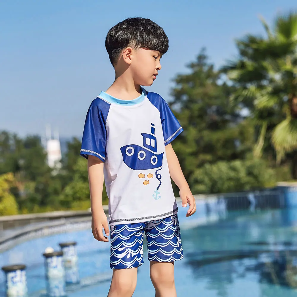 Купальный костюм из двух предметов для мальчиков и девочек купальный шапочки