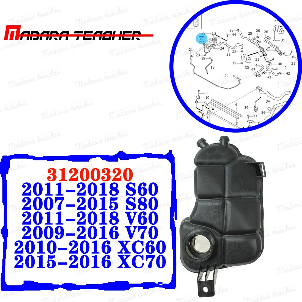 Расширительный бак для воды VOLVO V60 XC60 XC70 S60 S80 2.5L L5 L6 3.0L 3 2 расширительный