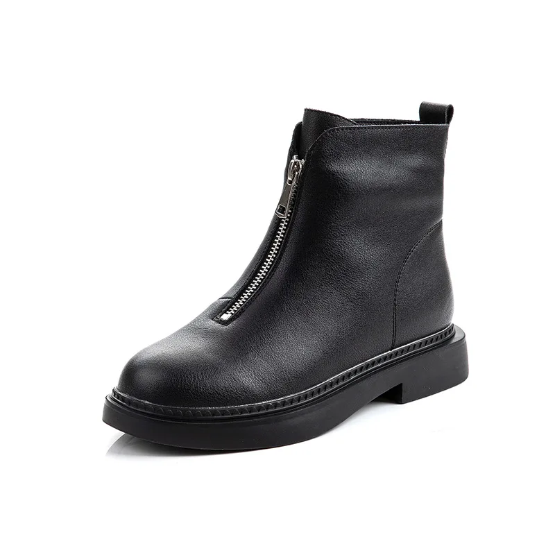 

Женские ботинки Martin, осень и зима, новая женская обувь из натуральной кожи, короткие ботинки на молнии, женские плюшевые ботинки