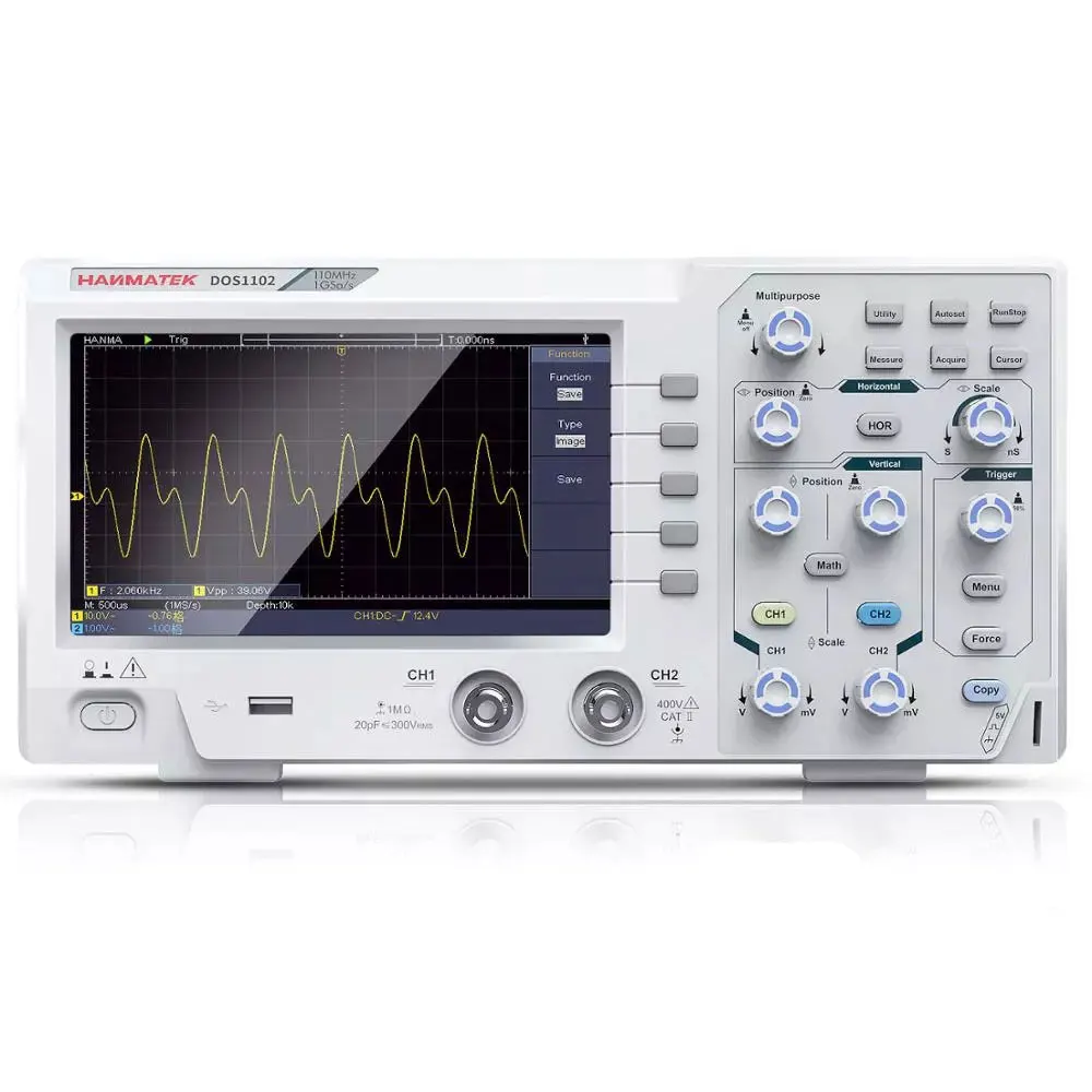 

Hanmatek DOS1102 Digital Oscilloscope 2 Channel 100MHz Best Storage Oscilloscope Kit 1GSa/s Sampling Rate