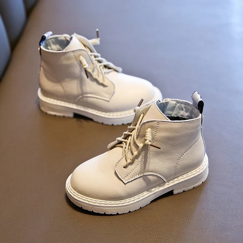 Детские ботинки обувь для мальчиков однотонные ботильоны из искусственной кожи