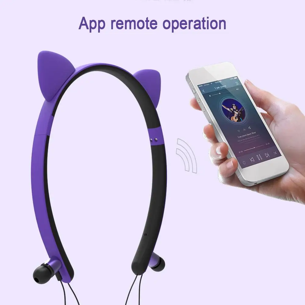 

Wireless Magnetic Luminous Cute Cat Ear Shape Headphone In-ear Stereo Headset 2020 new In-ear magnetic luminous wireless headset