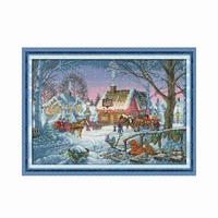 cross stitch kit warm snow township embroidery needlework stamped patterns needlepoint 11ct 14ct print thread decor count fabric
