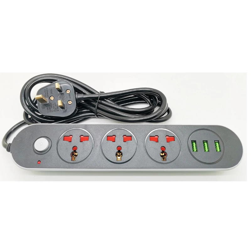 

3M UK Plug Power Strip USB Smart Extension Electric Cord Universal Outlet Socket With Surge Protector