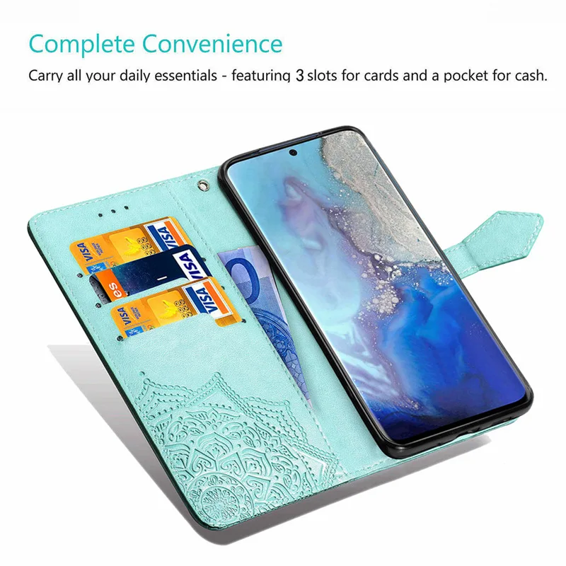 Блестящий кожаный чехол с мандалой для Samsung Galaxy S20 Plus Ультратонкие флип-Чехлы S 20