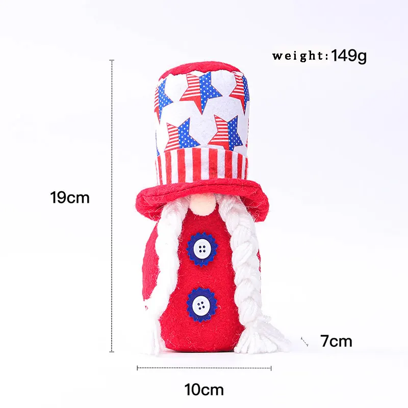 

Top Hat Faceless Dwarf Stars And Stripes Rudolph Stuffed Doll Festival Decoration For American Independence Day