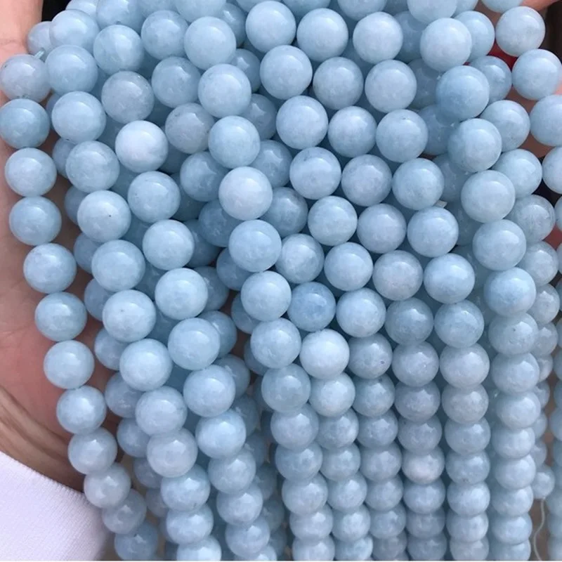 

OMHXZJ Wholesale ZB26 4 6 8 10 12mm DIY Bracelet Necklace Jewelry Making Accessories Natural Stone Fine Aquamarine Round Beads
