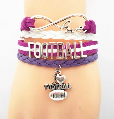 Infinity Love Football Nana, браслеты для мам, дельфинов, фанатов плееров, лучших друзей, ювелирные изделия, мужские кожаные браслеты с бусинами для женщин - Окраска металла: B1014