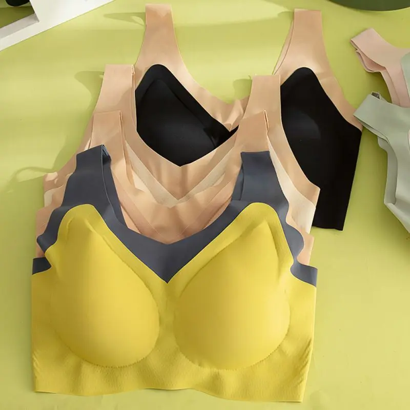 

Seamless Women Bras Gathers Shock-Proof Thin Pad Sexy Push Up Underwear Solid Female Intimate Bralette Plus Size Lingerie