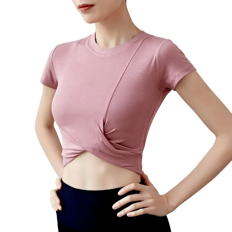 

New Round Neck Solid Color T-shirt Loose Short-sleeved Shirt European American Sports Short-sleeved Fitness Clothes Yoga Clothes