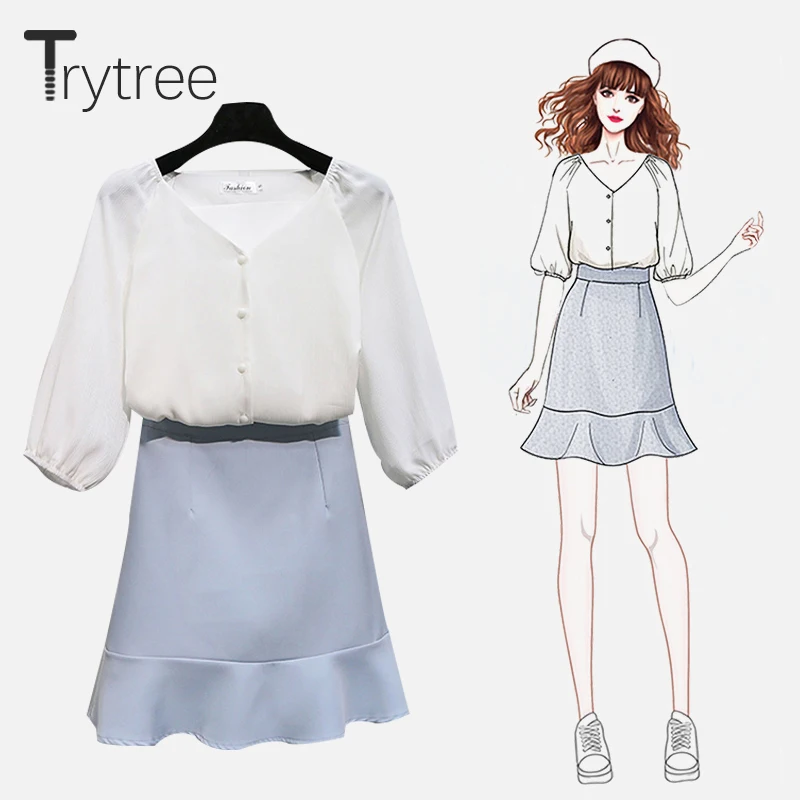 Осенний Женский комплект из двух предметов Trytree повседневный однобортный Топ с V