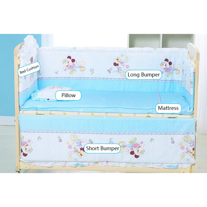 

5Pcs/Set Baby Crib Bed Bumper Cartoon Animal Crib Pads Newborns Infant Bedding Set Baby Mattress Pillow Bed Protector Dec