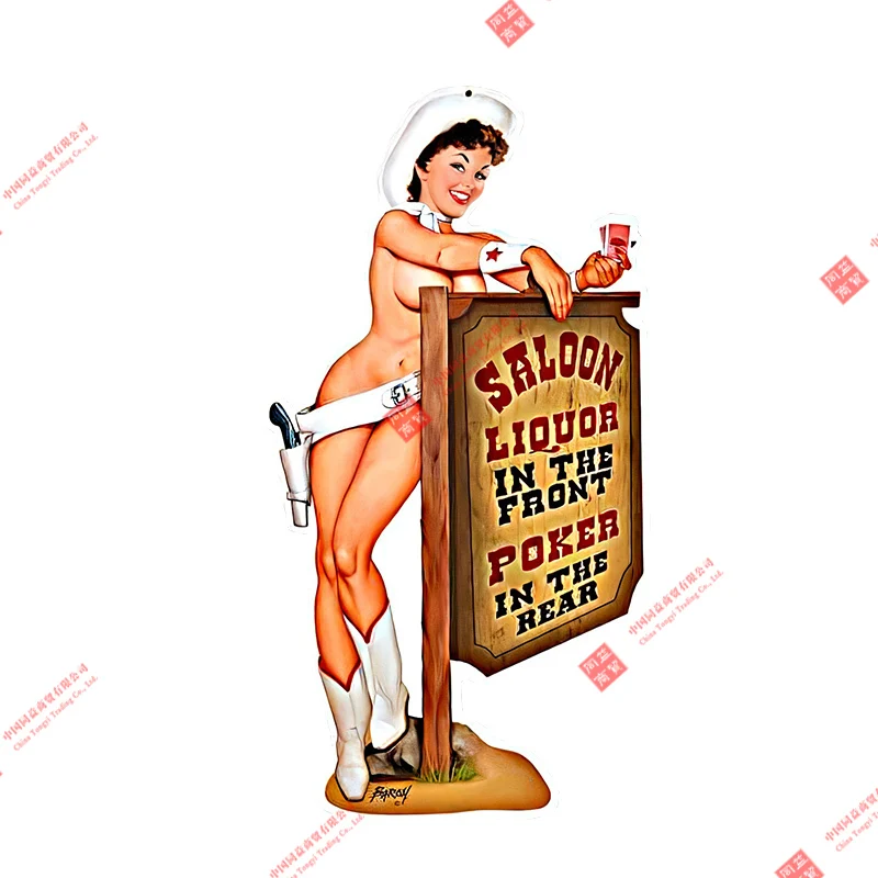 

Personality Car Styling Sexy Vintage Cowgirl Saloon Pin-Up Girl Decal JDM Car Waterproof Bumper Windows Stickers