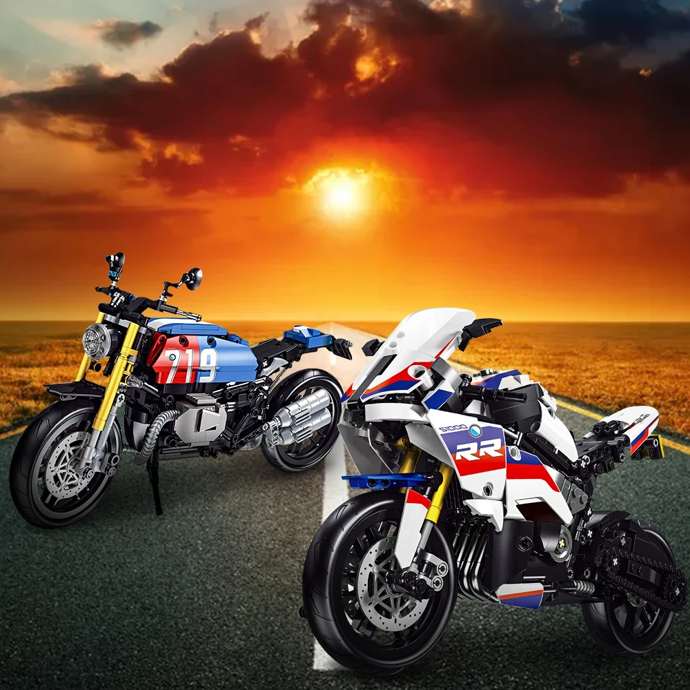 

City Super Racing Motorcycle Technical Building Blocks Bricks Mechanical Speed Motorcycle Locomotive Toys Gifts For Boy Birthday