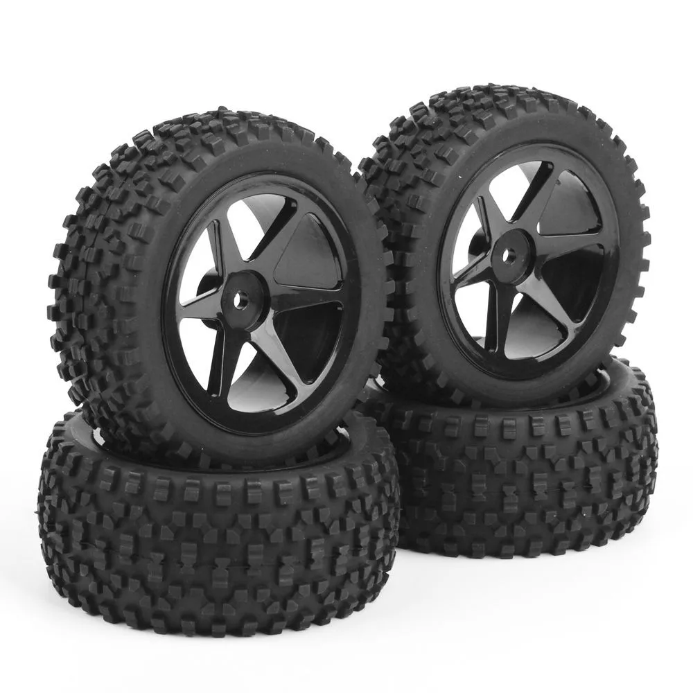 

4PCS Rim 6mm offest Off-Road Rubber Front Rear Tires Rims Set 25036+27011 For RC 1:10 Buggy Car Racing Accessory