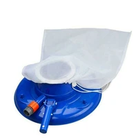 large round plate suction head blue with pulleys and brushe pool bottom leaves collection pool cleaning tools