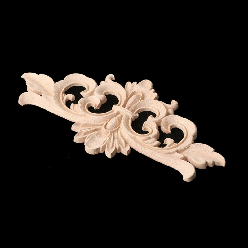 

203F Wood Carved Corner Onlay Applique Frame Decoration Furniture Unpainted Home