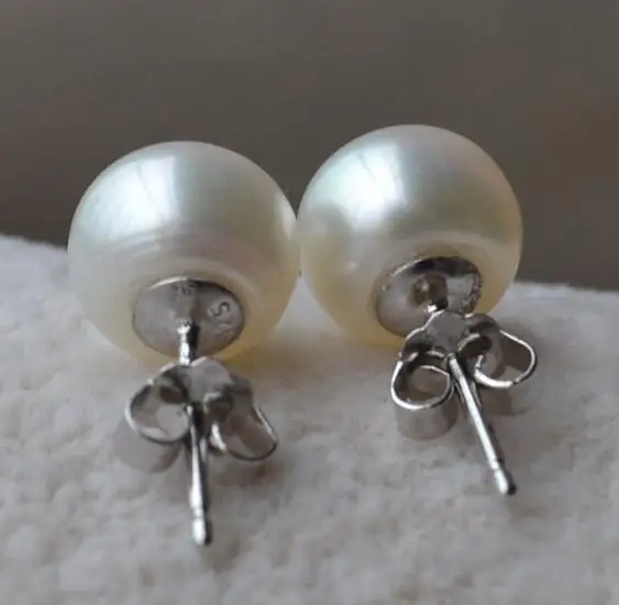 

Unique Pearls jewellery Store 8,5mm White Freshwater Pearl Earrings Silver Stud Earring Charming Wedding Women Jewelry