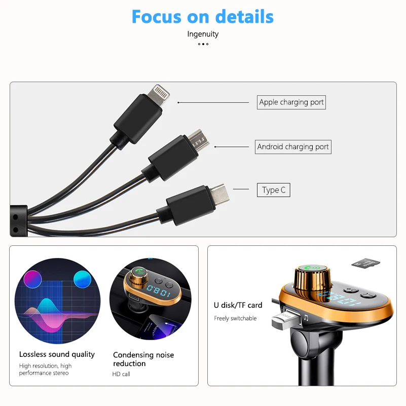USB Автомобильное быстрое зарядное устройство для Мобильный телефон Bluetooth