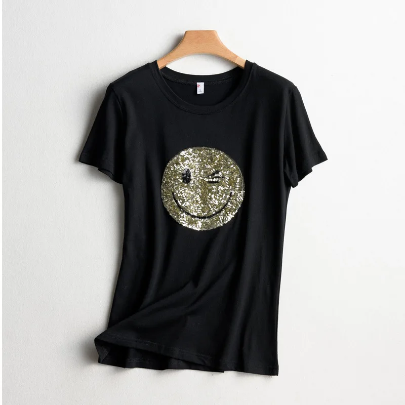 Модная женская Свободная Однотонная футболка с круглым вырезом и короткими