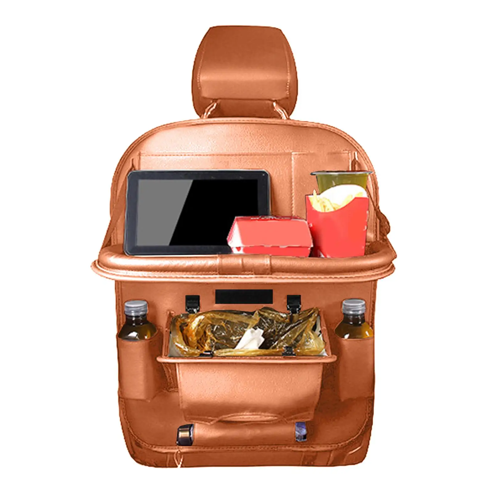 

Faux Leather Car Backseat Multi-Pocket Folding Storage Bag Organizer Holder