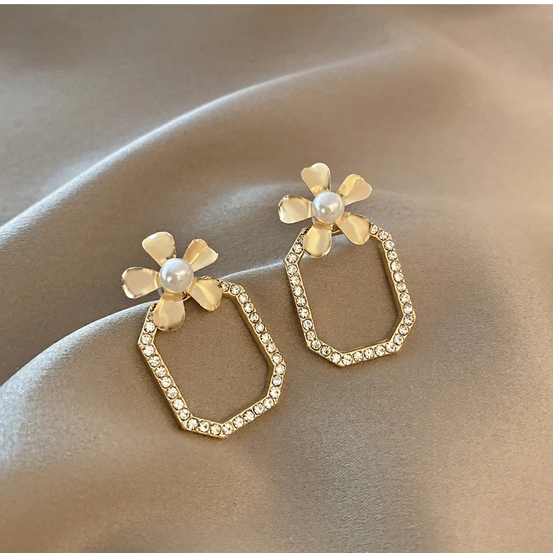 Серьги подвески женские с цирконом висячие украшения для ушей в Корейском стиле