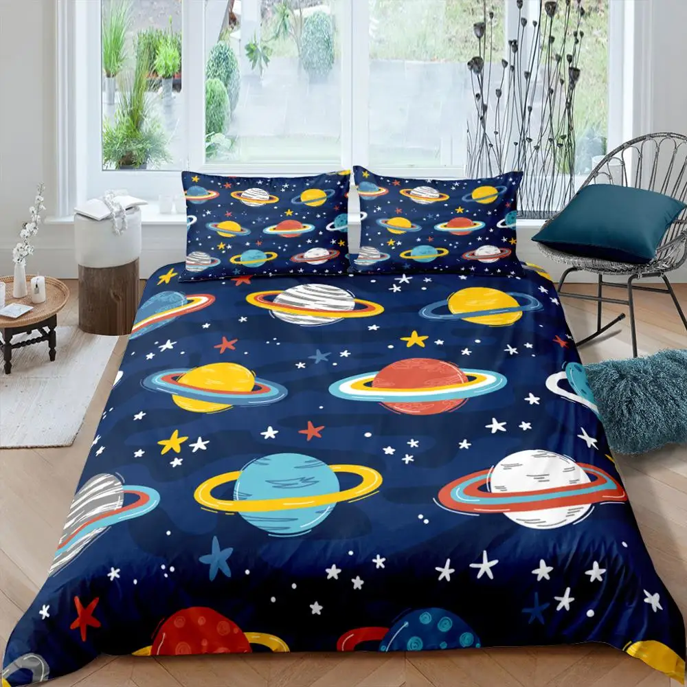

3d Cartoon Space Duvet Cover Creative Bedding Set Colorful Comforter Bed Cover Set For Kids Baby Boy Bedclothes Quilt