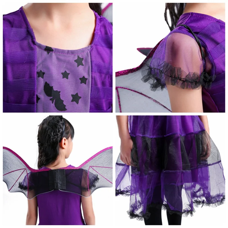 Детское летнее платье с коротким рукавом для девочек Хэллоуин косплей маленький