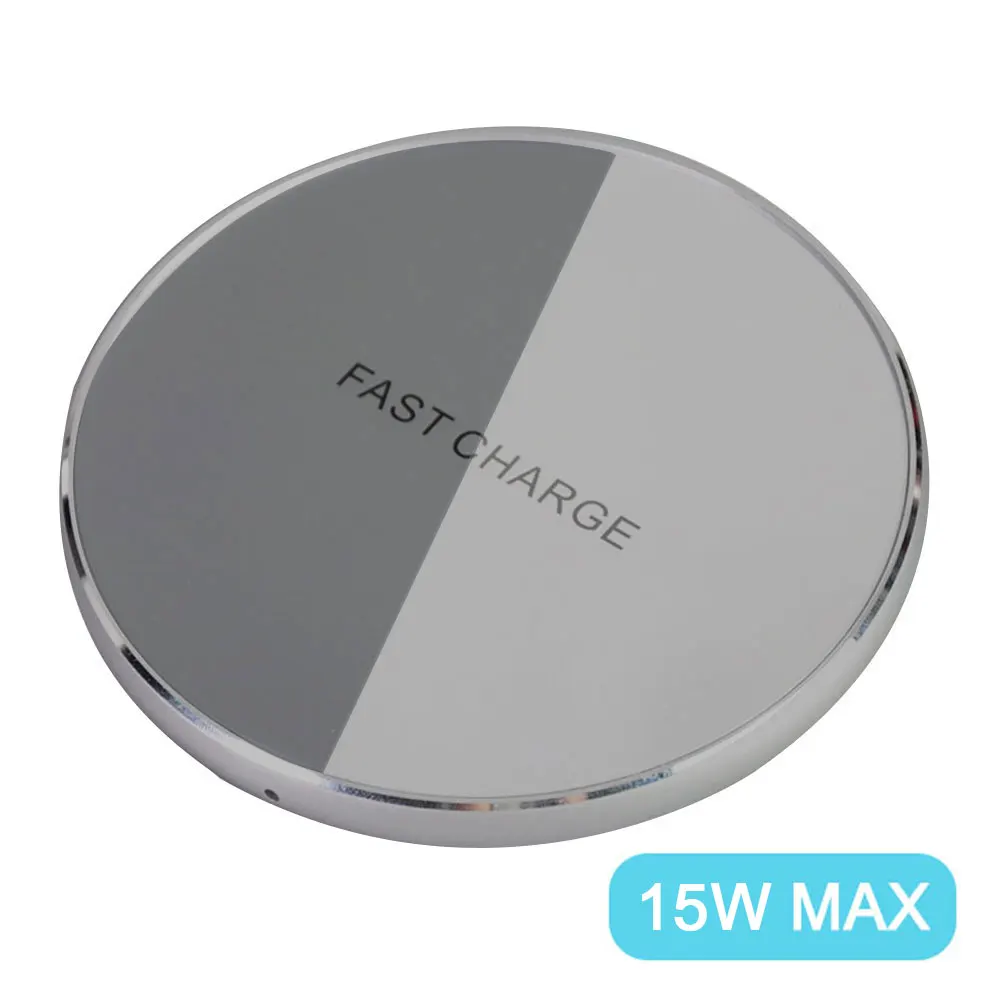 15W Gray QI Беспроводное зарядное устройство 10 Вт 15 Вт для mi 9 для samsung note10 5G для huawei mate 30 pro p30 pro для iphone 11 pro max зарядное устройство беспроводное - Цвет: 15W Gray