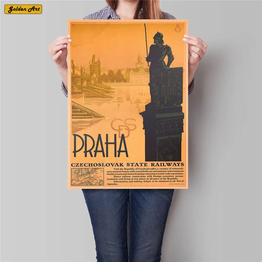 Постер для поездок в городе ручная роспись туристические аттракционы винтажная