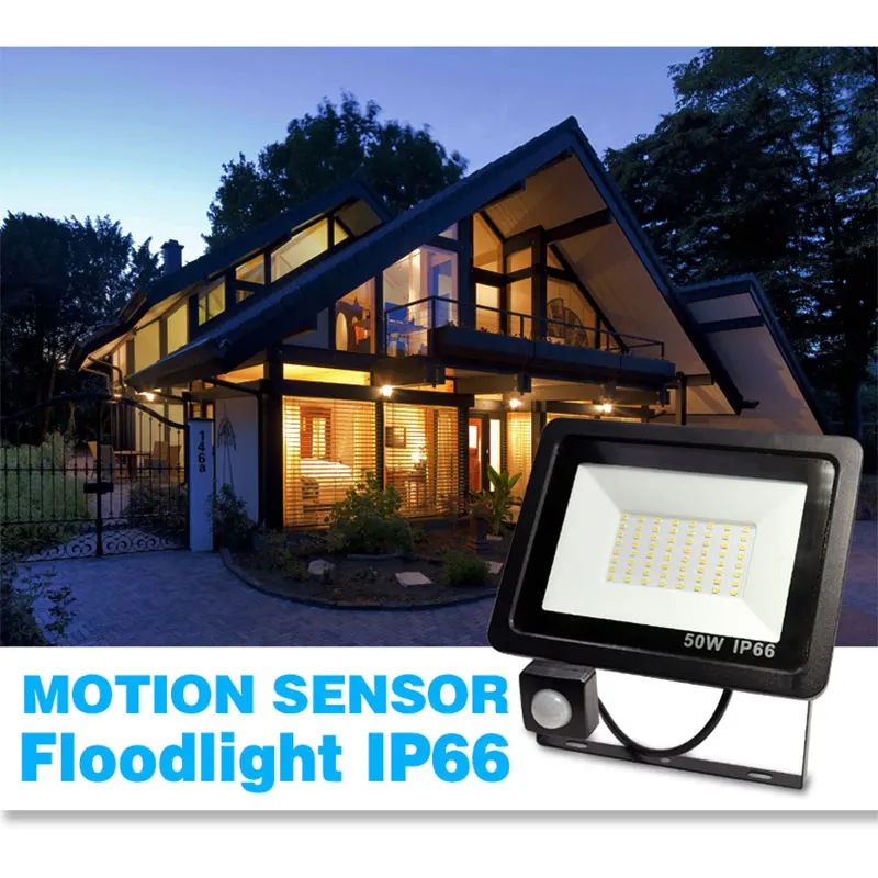 10W 20W 30W 50W 100W Светодиодный прожектор светильник с регулируемой PIR Сенсор SMD 2835 потолочные светильник уличный светильник ing для улицы, площади