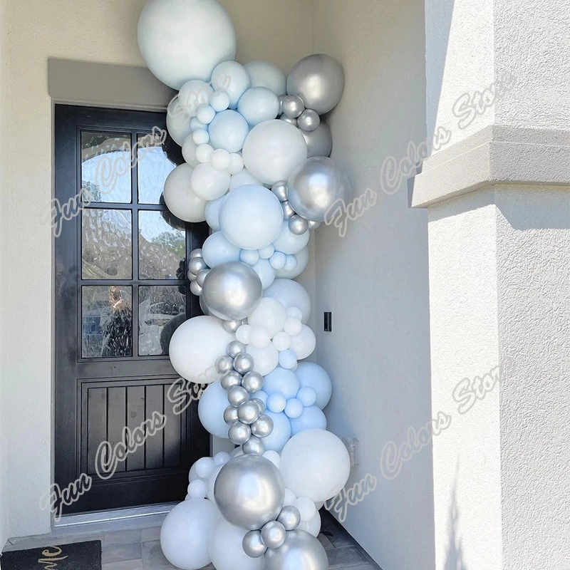 

107 шт. Макарон синий фон для свадьбы дня рождения детский душ сделай сам белый праздничный декор для ужина воздушные шары гирлянда наборы ар...