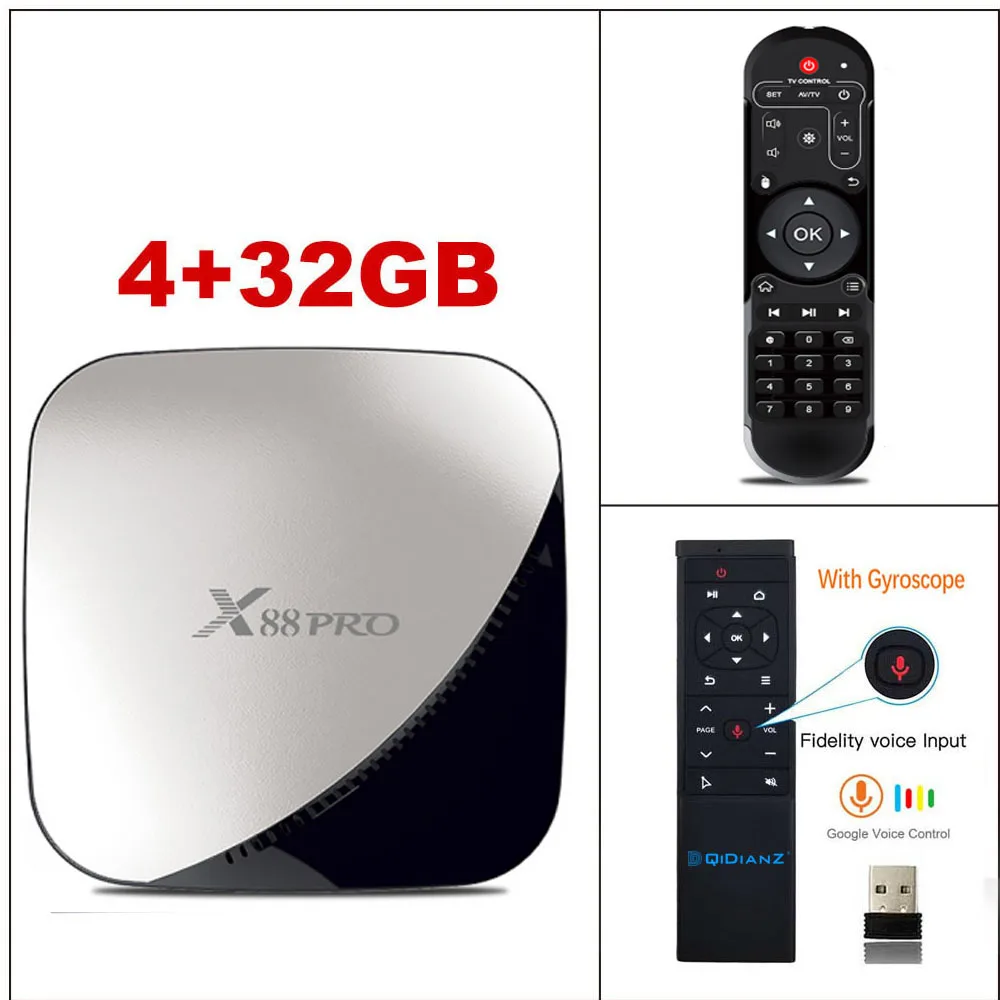 X88 pro Android 9,0 4G 32G Rockchip RK3318 4 ядра 2,4G и 5G Wifi 4K HDR телеприставка USB 3,0 Поддержка 3D кино Голосовое управление x88pro - Цвет: 4G32G voice control