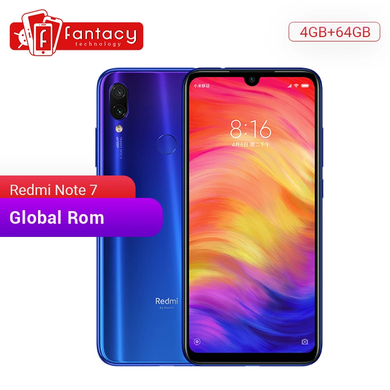 Xiaomi Redmi Note 7 смартфон с восьмиядерным процессором Snapdragon 660 ОЗУ 4 Гб ПЗУ 64 ГБ 48