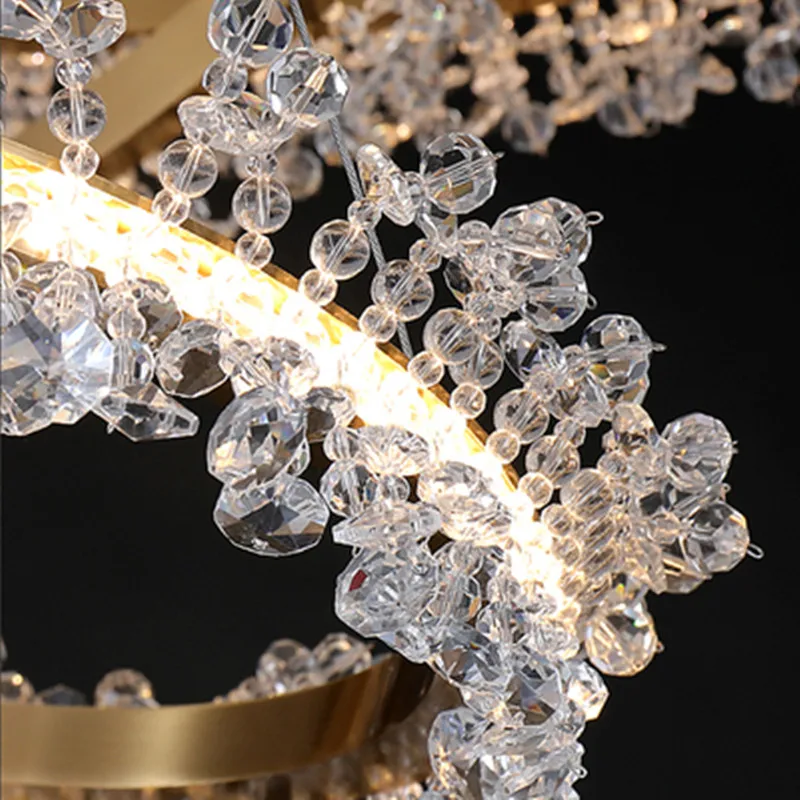 Современная хрустальная люстра освещение для гостиной Золотое кольцо