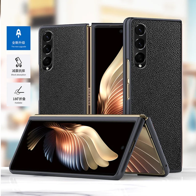 

Suitable for Samsung zfold3 mobile phone case Z flip3 protective cover zfold2 folding screen leather cover W21 skin pasted solid
