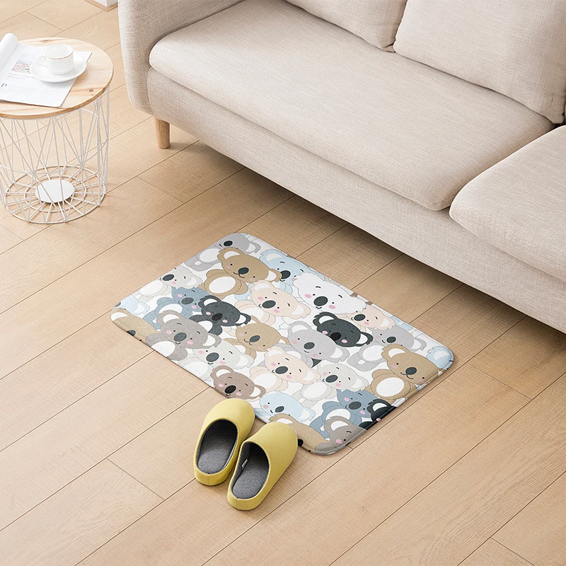 

New Cute Cartoon Animal Flannel Carpet Mini Stitching Floor Mat For Kitchen Modern Living Room Bedroom Corridor Waterproof Mat