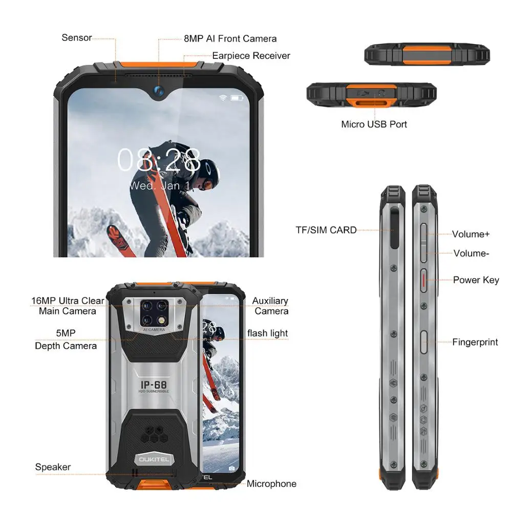 OUKITEL WP6 10000 мА/ч 4 Гб 128 6 3 &quotFHD + безрамочный экран с IP68 Водонепроницаемый мобильный