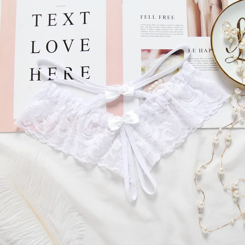 Женские кружевные трусики-стринги Linbaiway стринги с открытой промежностью цвета на