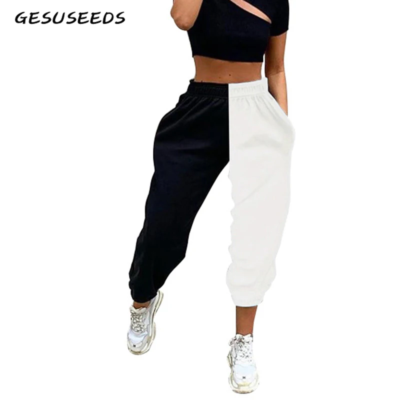 Зимние брюки черные джоггеры с высокой талией для женских повседневных