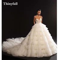 thinyfull sparkly a line princess ball gown wedding dresses spaghetti straps tulle beach bridal gowns mariage dress vestidos
