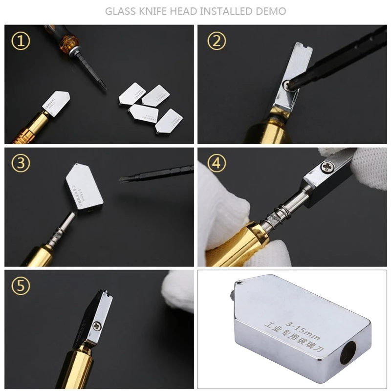 1pc Glass Straight Cutting 3-15mm Glass Tile Cutter Head Replacement Accessories