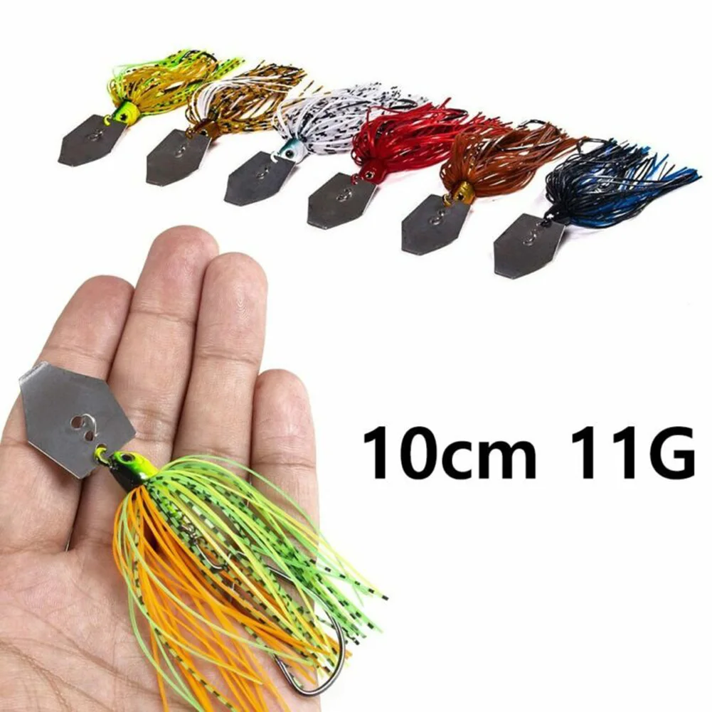 

6pcs 11g Chatterbait Blade Bait With Rubber Skirt Buzzbait Fishing Lures Tackle Rotating Fish Simulation Bait