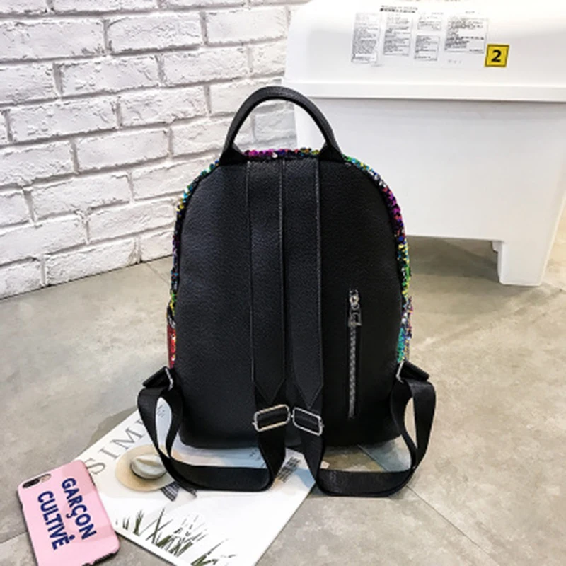 JZYZQBX Women's Backpack 2020 Sequin Laser Bead  High Capacity Fashion Women's Multicolor School Bag Casual Wild Travel backpack